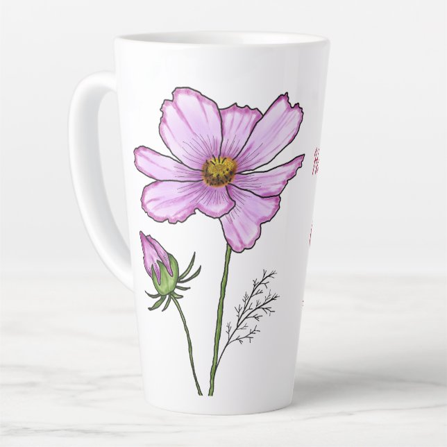 October birth flower gifts Сosmos flower Latte Mug (Left Angle)