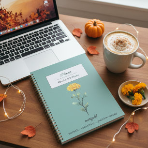 October Birth Flower Marigold Floral Personalized Planner