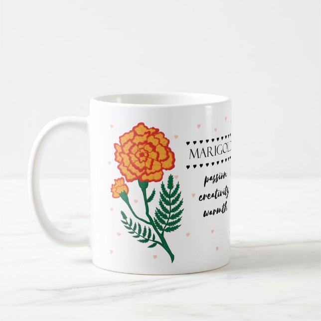 October Birth Flower Mug with Flower Meanings  (Left)