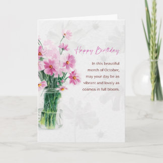 October Birth Month Flower Birthday With Prose Card