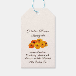 October Birth Month Flower Marigold Elegant  Gift Tags