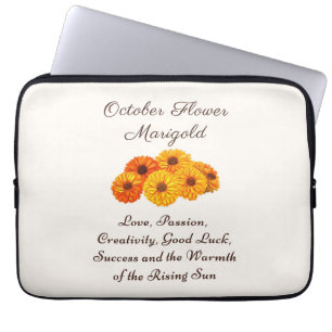 October Birth Month Flower Marigold Elegant  Laptop Sleeve