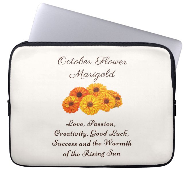 October Birth Month Flower Marigold Elegant  Laptop Sleeve (Front)