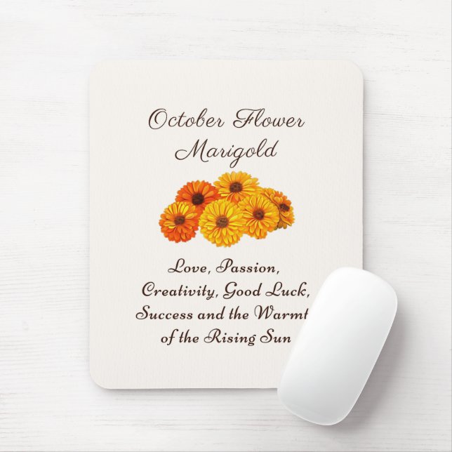 October Birth Month Flower Marigold Elegant  Mouse Pad (With Mouse)
