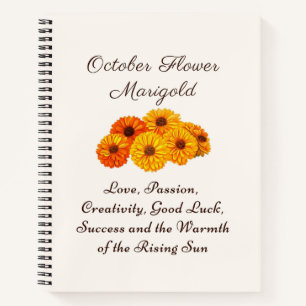 October Birth Month Flower Marigold Elegant  Notebook