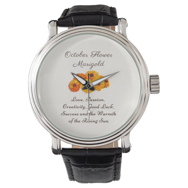 October Birth Month Flower Marigold Elegant  Watch (Front)