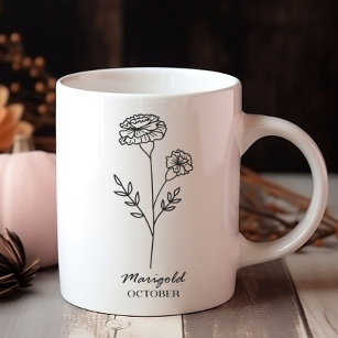 October Birth Month Flower Monogram Coffee Mug