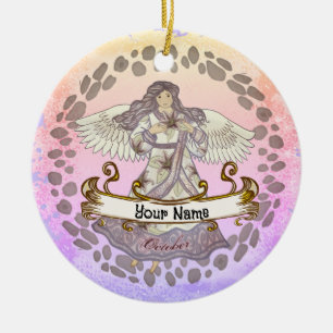 October Birthday Angel Ceramic Ornament