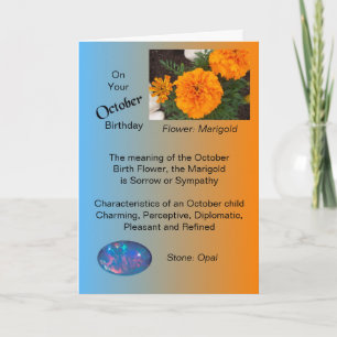 October Birthday Card - Marigold and Opal