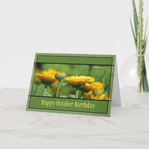 October Birthday Flowers Card