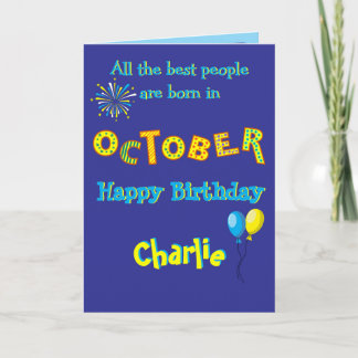 October Birthday Folded Greeting Card