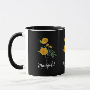 October birthday gift marigold flower vintage mug