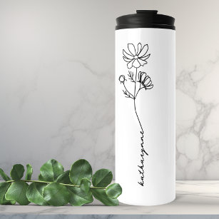 October Birthday Month Flower Cosmos  Thermal Tumbler