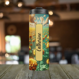 October Birthday Month Flower Marigold 16 oz Thermal Tumbler