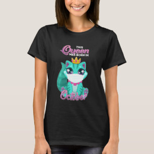October Birthday Queen In Quarantine Cat Face Mask T-Shirt