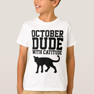 OCTOBER BIRTHDAY T-shirts for guys, Cat