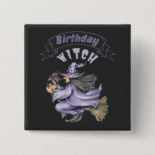 October Birthday Witch Spooky Halloween  15 Cm Square Badge