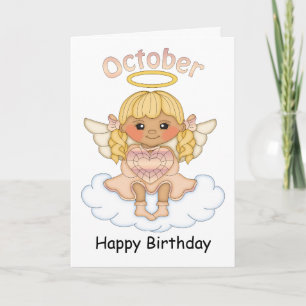October Birthstone Angel Blonde Birthday Card