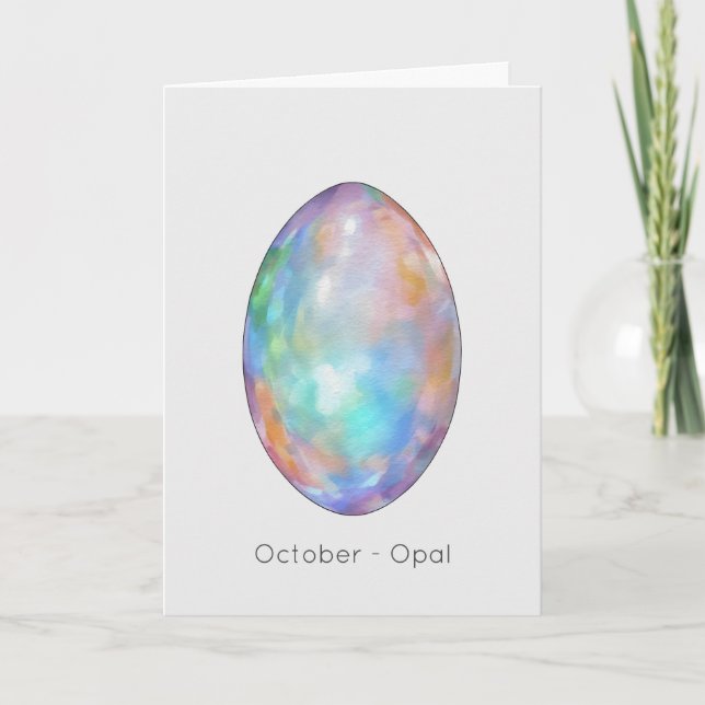 October Birthstone Opal Happy Birthday Card (Front)