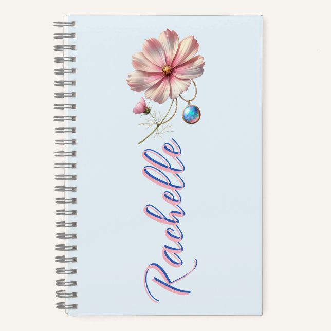 October Bloom & Gemstone Muse – Personalised Birth Notebook (Front)