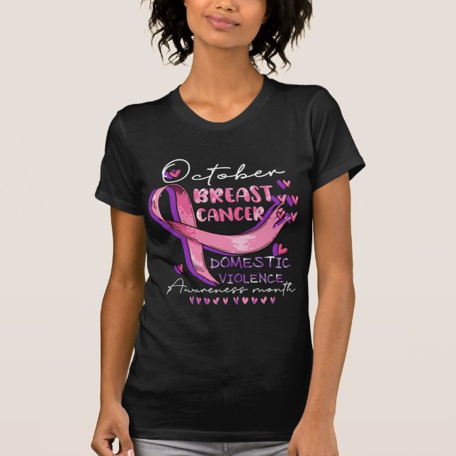 october breast cancer domestic violence awareness  T-Shirt (Front)