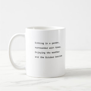 October coffee mug typography poetic garden