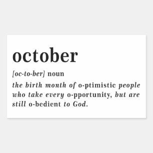 October Definition Birthday Rectangular Sticker