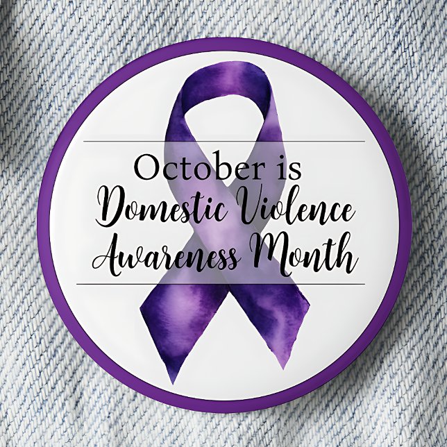 October Domestic Violence Awareness Month 6 Cm Round Badge (October is Domestic Violence Awareness Month pinback button.)