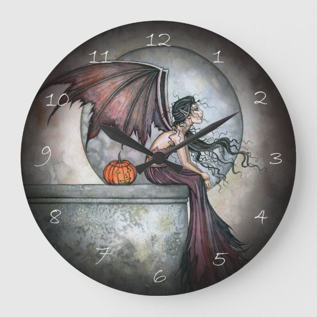 October Dreams Gothic Fantasy Halloween Art Large Clock (Front)