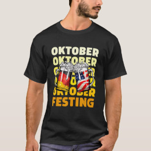 October Festing German American Flag Beer Drinking T-Shirt