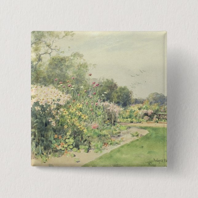 October Flowers 15 Cm Square Badge (Front)