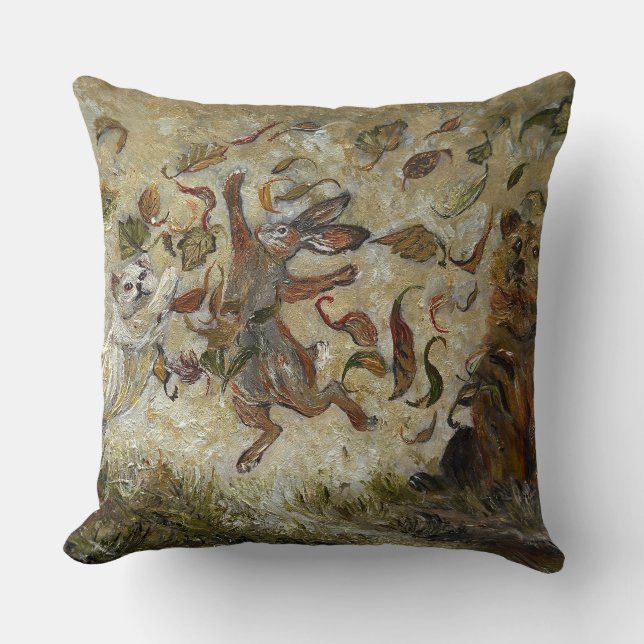 October Fun Whimsical Autumn Forest Animals  Cushion (Front)