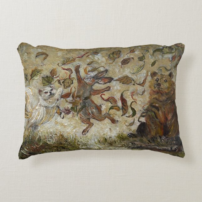 October Fun Whimsical Autumn Forest Animals  Decorative Cushion (Front)