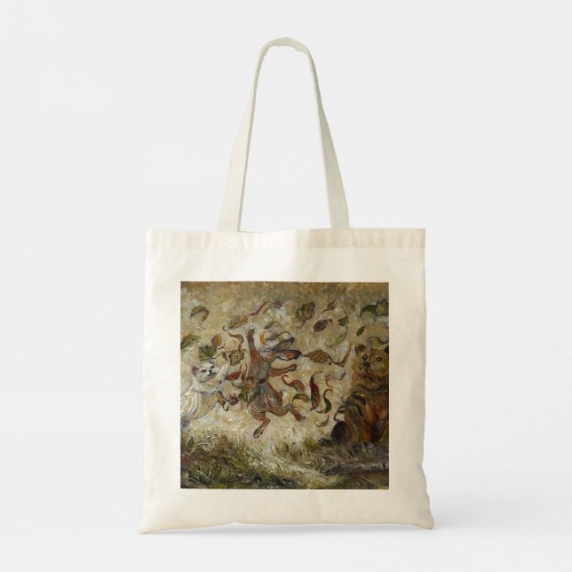 October Fun Whimsical Autumn Forest Animals  Tote Bag (Back)