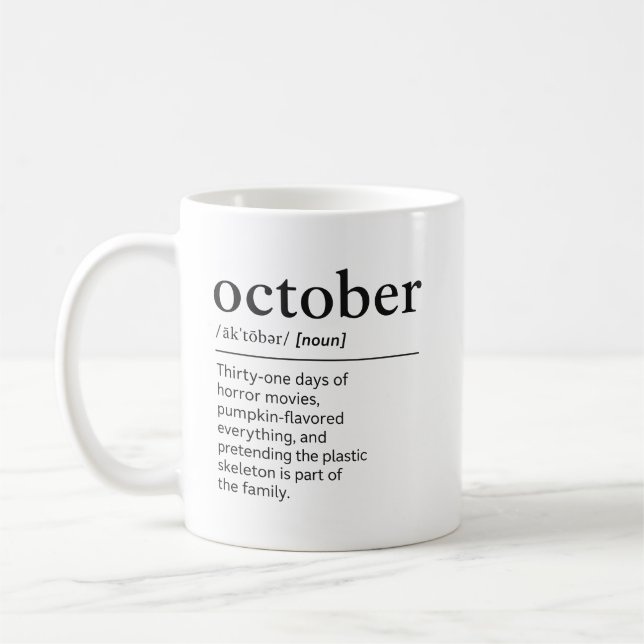 October Funny Halloween Dictionary Gift Coffee Mug (Left)