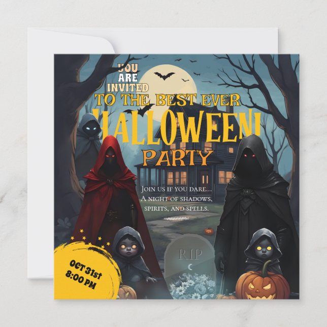 October Ghosts Costume Pumpkin Halloween Party Invitation (Front)