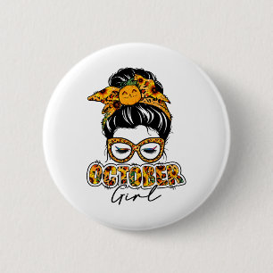 October Girl Halloween Thanksgiving Fall Birthday 6 Cm Round Badge