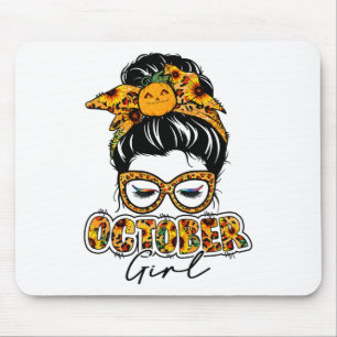 October Girl Halloween Thanksgiving Fall Birthday Mouse Pad