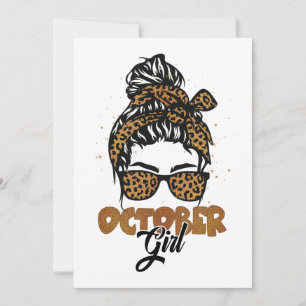October Girl Messy Hair Sunglasses Leopard Lady Invitation