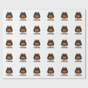 October Girl Pumpkin Bow Halloween Vector Design_1 Wrapping Paper