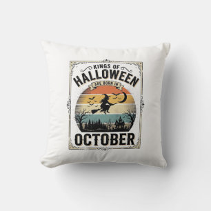 October Halloween Birthday Vintage Witch Shirt Des Cushion