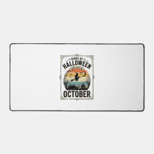 October Halloween Birthday Vintage Witch Shirt Des Desk Mat