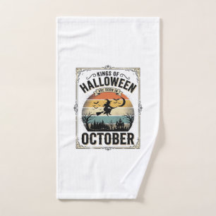 October Halloween Birthday Vintage Witch Shirt Des Hand Towel
