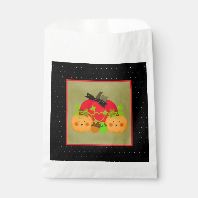 October Halloween Bridal Shower Pumpkin Couple  Favour Bag (Front)