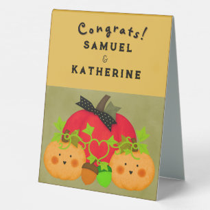 October Halloween Wedding Shower Table Tent Sign