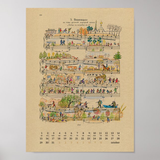 October Happy Notes Calendar 2022 Poster (Front)