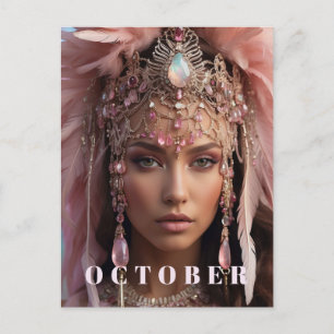 *~ OCTOBER Headdress TOURMALINE  OPAL AP53 Postcard