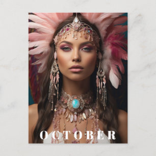 *~ OCTOBER Headdress Woman Goddess  OPAL AP53 Postcard