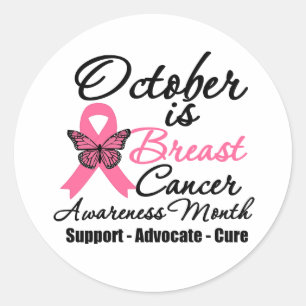 October is Breast Cancer Awareness Month Classic Round Sticker