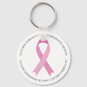 October is Breast Cancer Month Pink Ribbon Key Ring